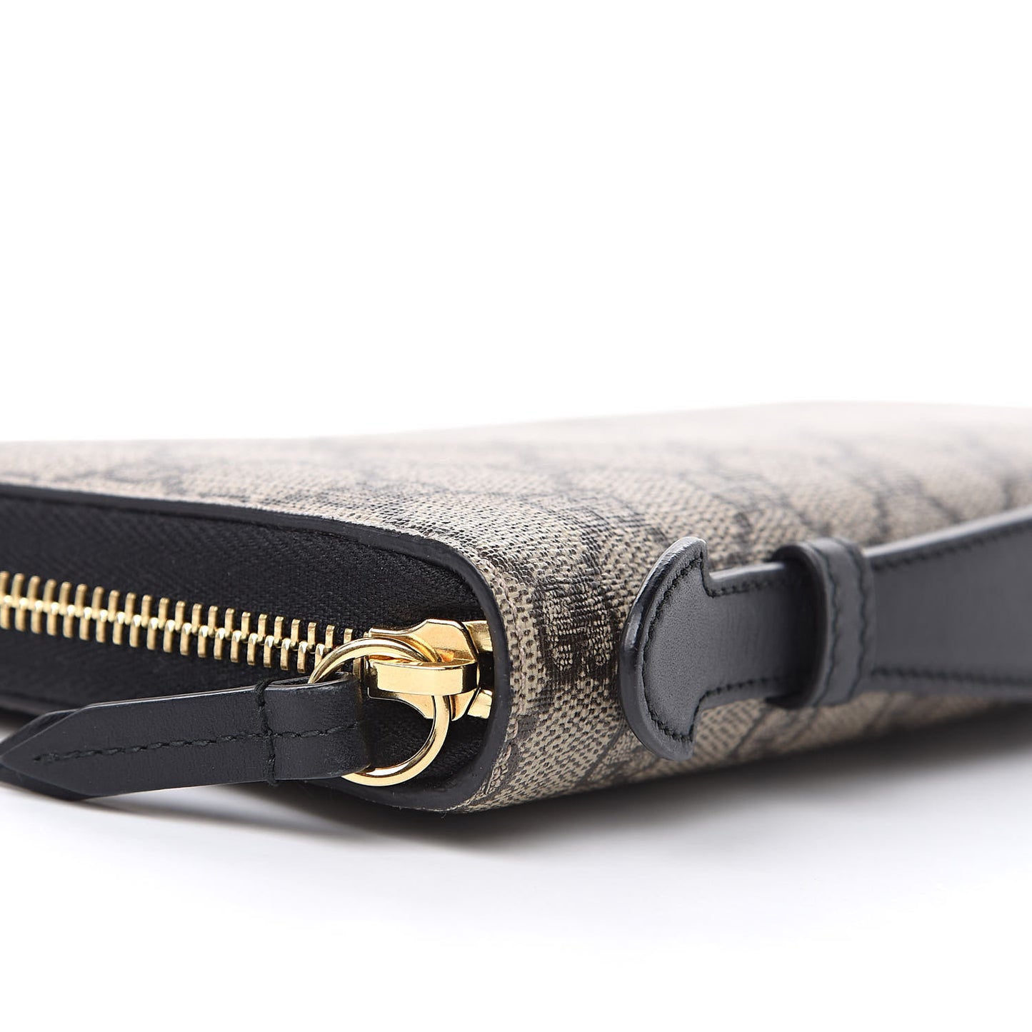GG Supreme Monogram Top Handle Zip Around Wallet Black