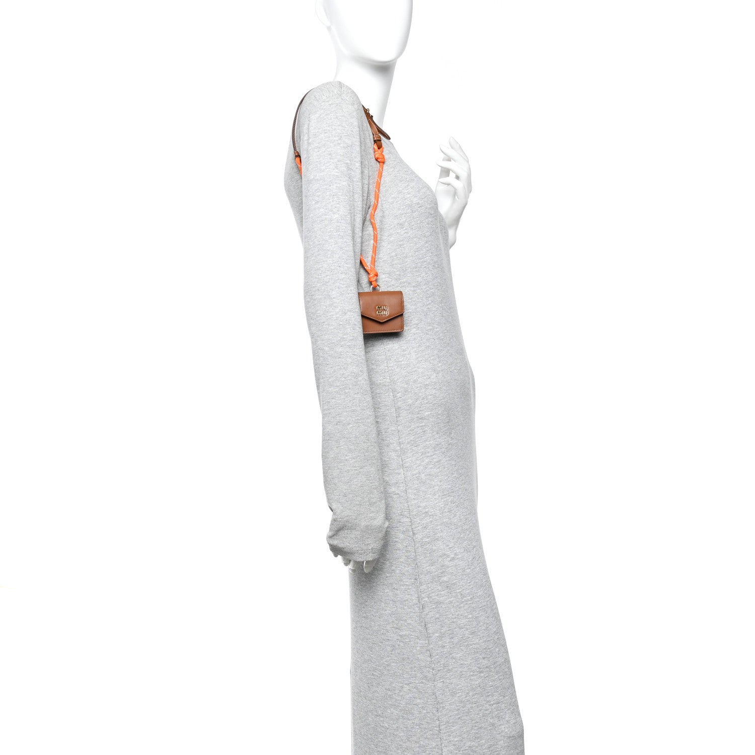 Miu Miu Nappa Flap Pouch Bag Charm Cognac Orange 1863644
