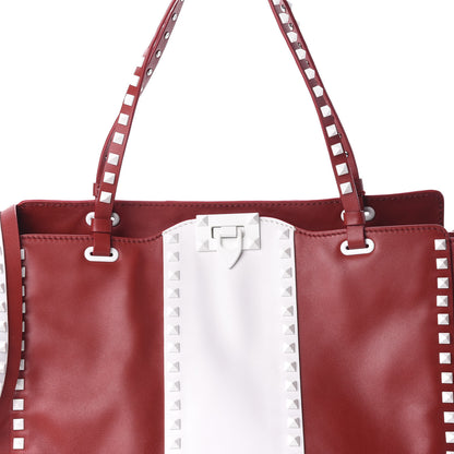 Valentino Garavani Vitello Colorblock Free Rockstud Tote Rosso Valentino White 10 of 12