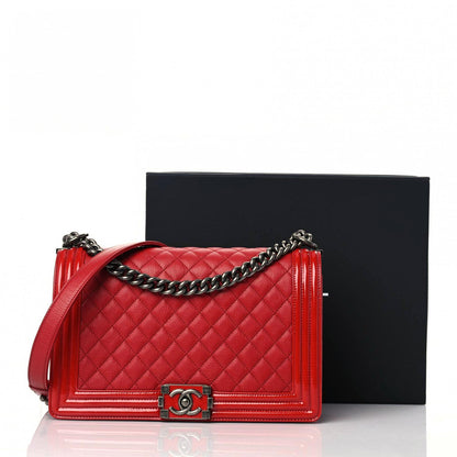 Chanel Patent Goatskin Quilted New Medium Boy Flap Red 3 of 11