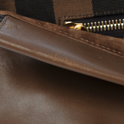 Fendi Vitello Morgan Fabric Jacquard Pequin Large Peekaboo Iconic Satchel Foresta Tobacco Black 16 of 16