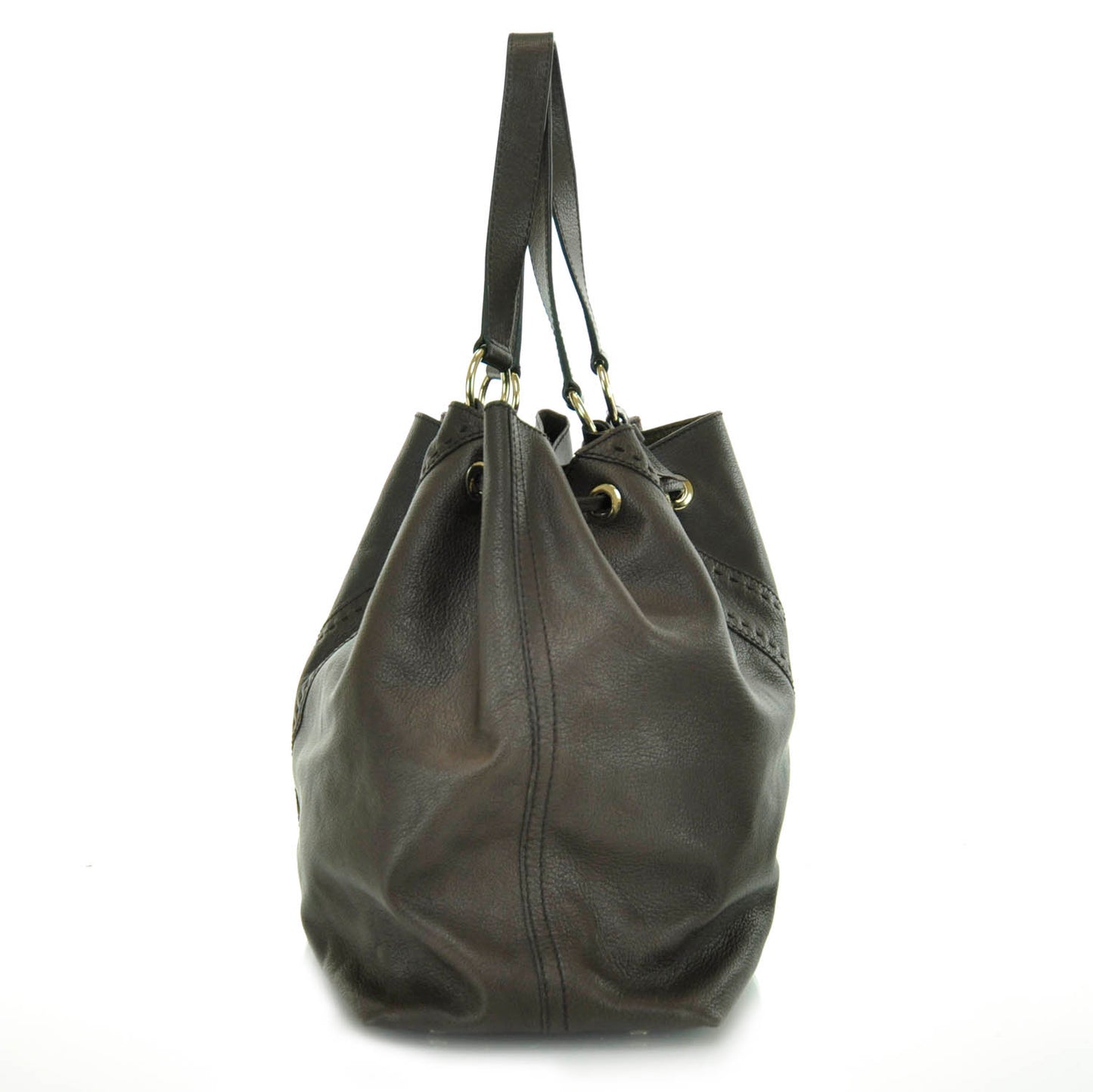 Leather Reversible Double Sac Y Tote Gold Brown