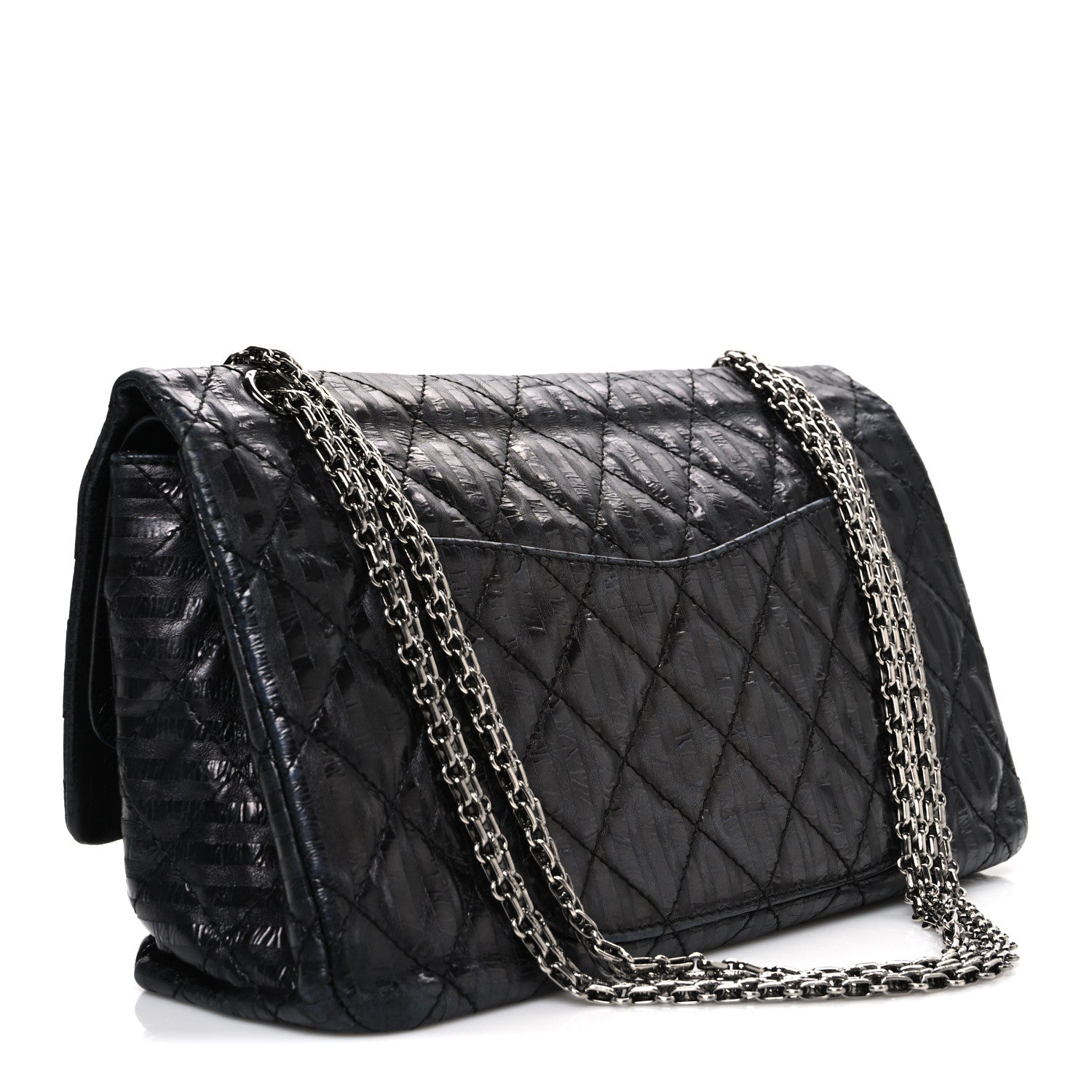 Chanel Metallic Calfskin Striped 2.55 Reissue 227 Flap Black 3 of 10