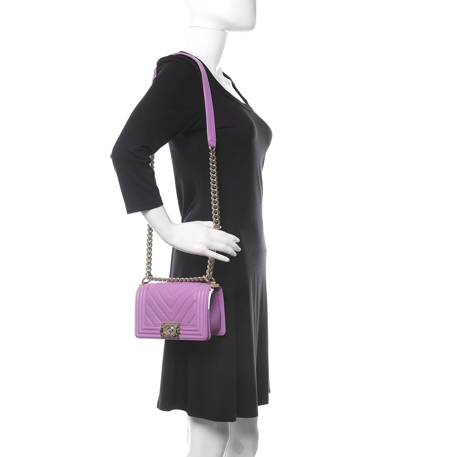 Chanel Lambskin Chevron Quilted Small Boy Flap Purple 2 of 11