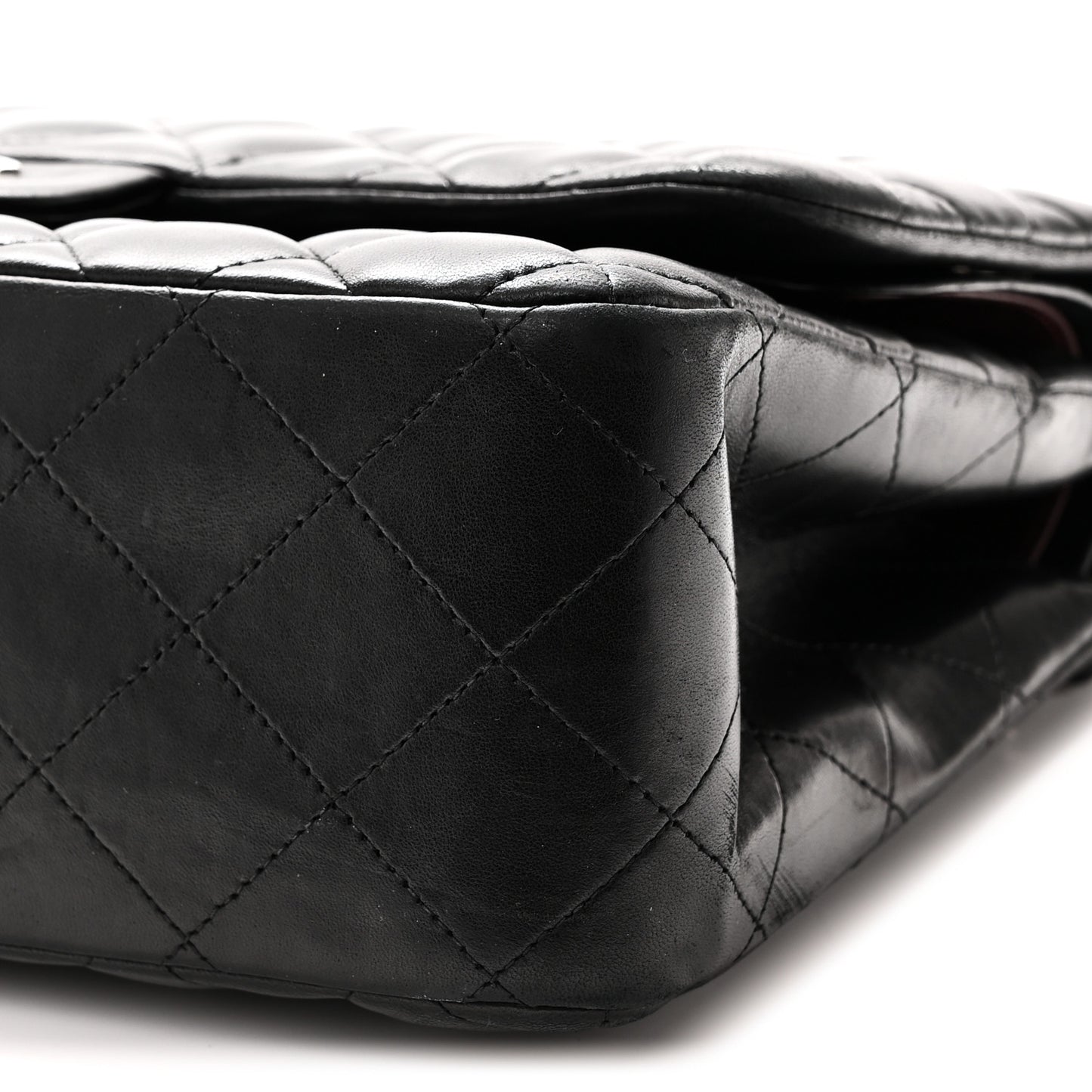 Lambskin Quilted Jumbo Double Flap Black