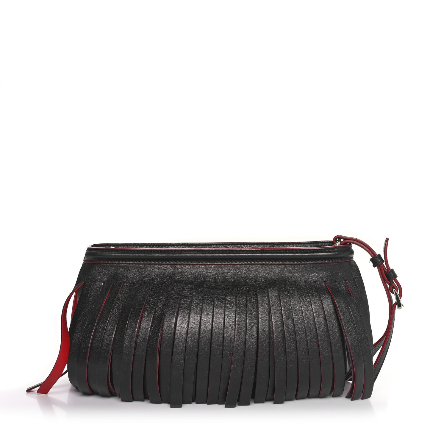 Nappa Frange Wristlet Clutch Black Fuoco