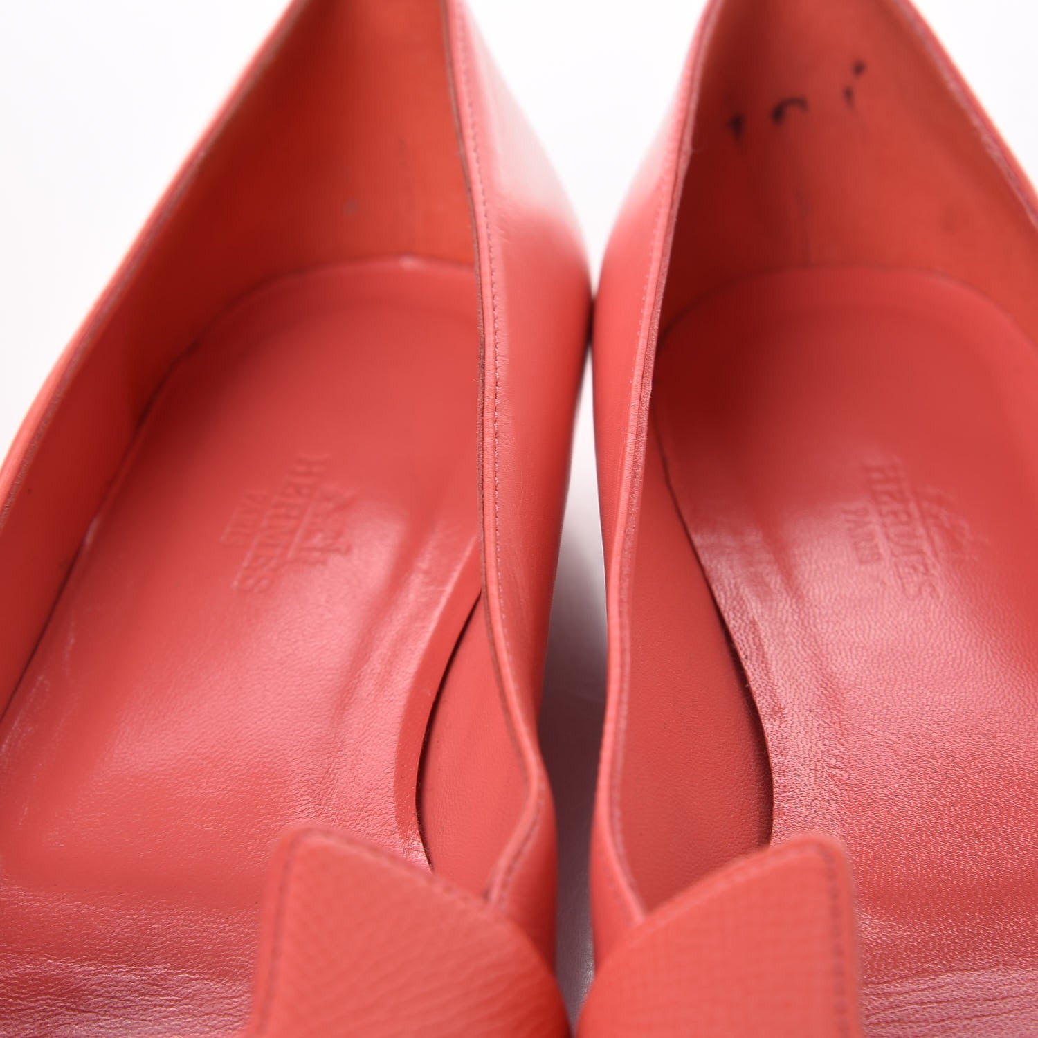 Hermes Calfskin Epsom Nice Ballerina Flats 37.5 Sorbet 9 of 10