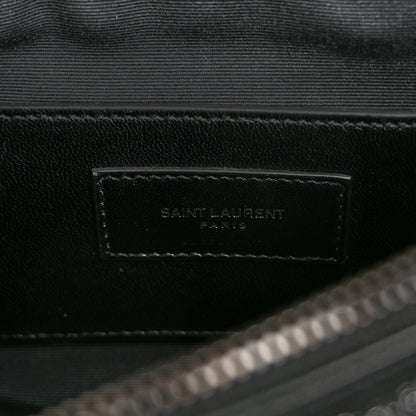 Saint Laurent Sheepskin Matelasse Chevron Monogram Large College Satchel Black 6 of 9