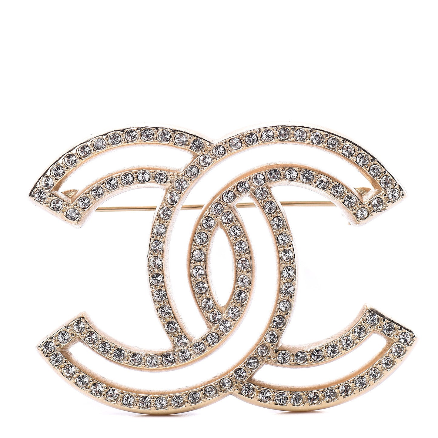 Crystal CC Brooch Light Gold