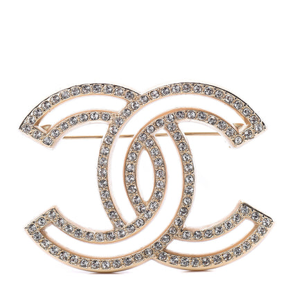 Chanel Crystal CC Brooch Light Gold 1 of 3