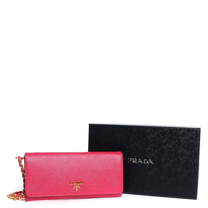 Prada Saffiano Metal Oro Chain Wallet Peonia 10 of 10