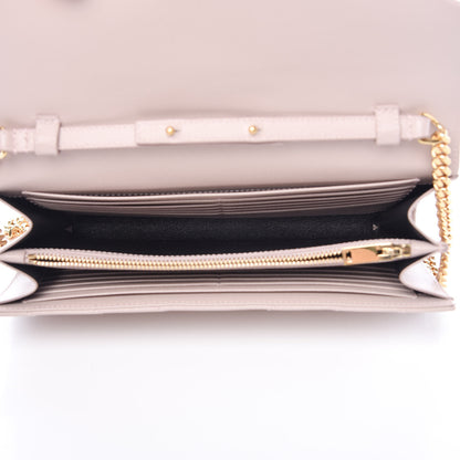 Saint Laurent Grain De Poudre Matelasse Chevron Monogram Chain Wallet Rose Antic 5 of 12