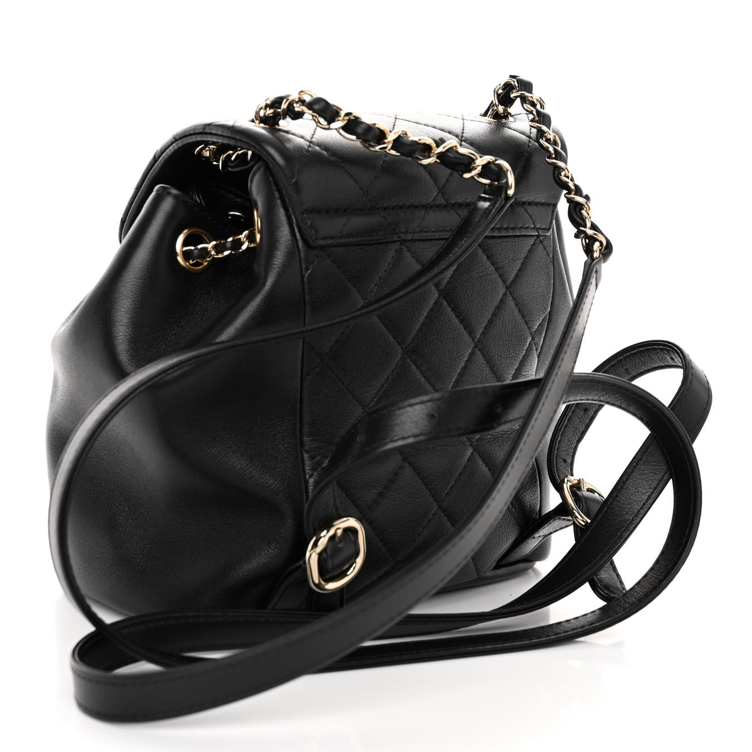 Chanel Lambskin Quilted Small Duma Drawstring Backpack Black 3 of 11
