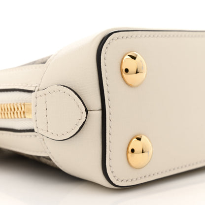 Gucci GG Supreme Monogram Azalea Calfskin Mini Horsebit 1955 Top Handle Bag Beige Ebony Mystic White 9 of 11