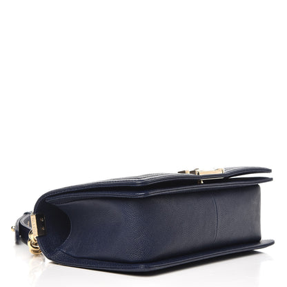 Chanel Caviar Chevron Quilted Medium Boy Flap Navy 6 of 9