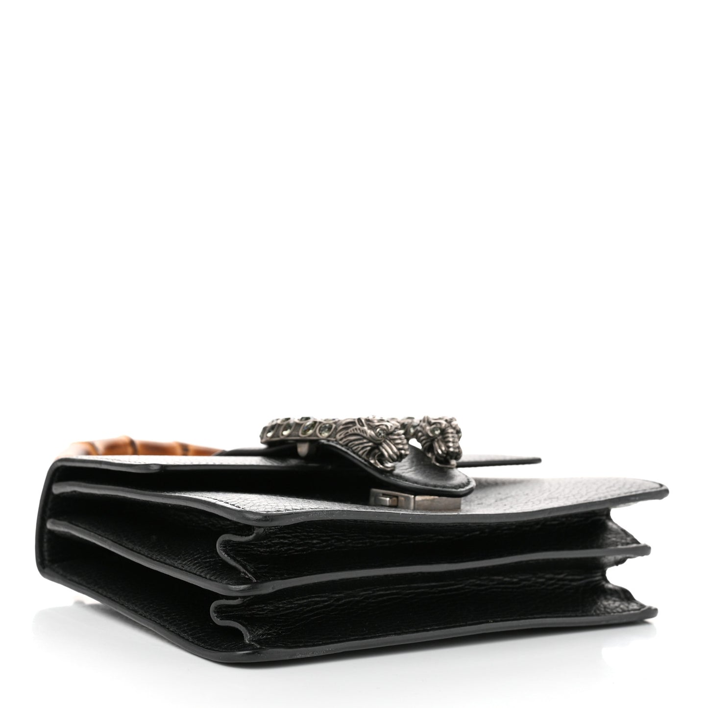 Dollar Calfskin Crystal Web Mini Dionysus Bamboo Top Handle Bag Black Black Diamond