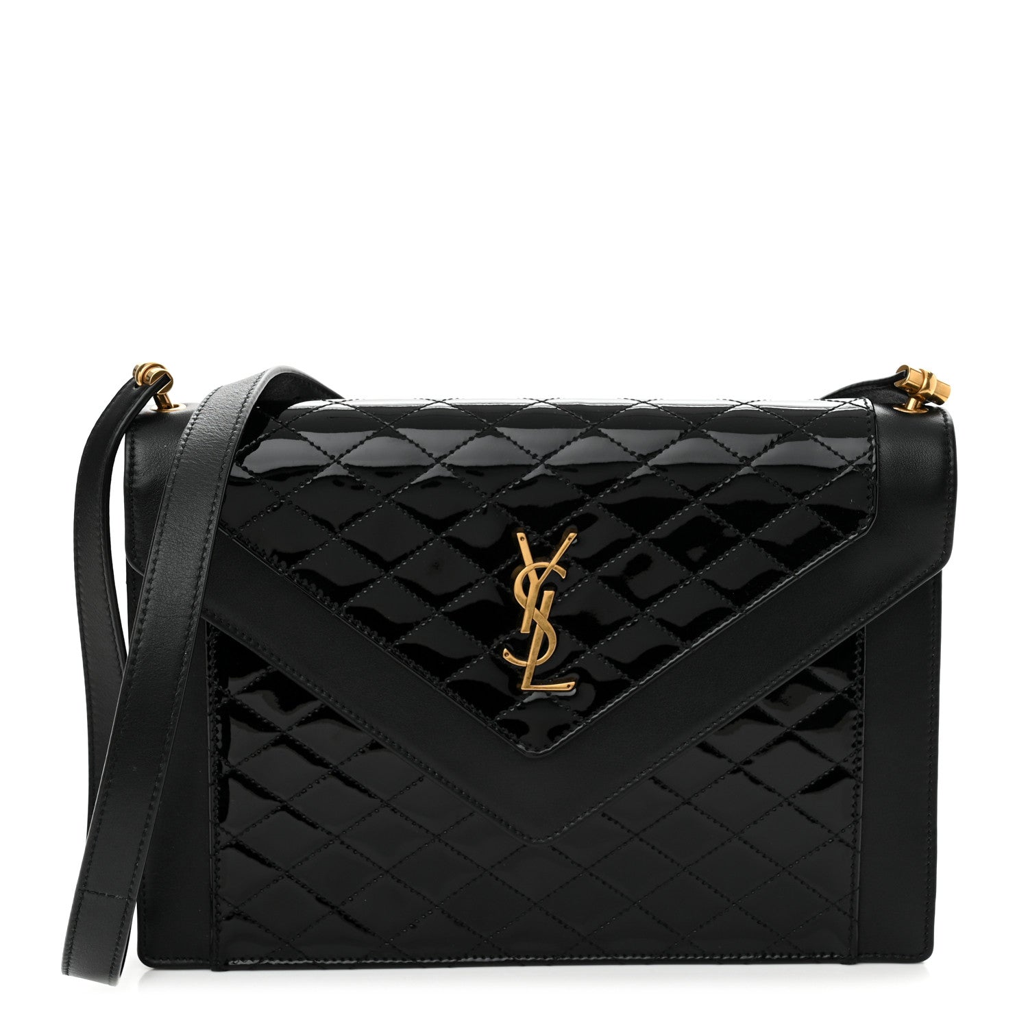 Saint Laurent Calfskin Quilted Lacquered Gaby Satchel Black 1 of 12