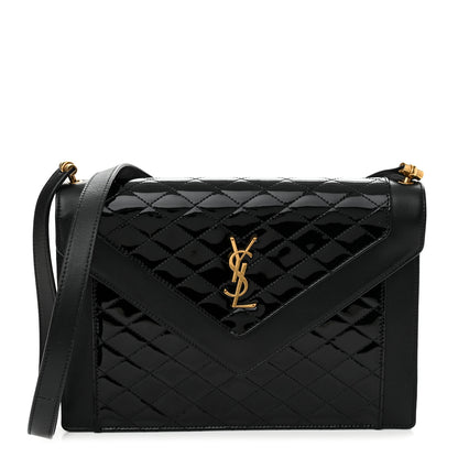 Saint Laurent Calfskin Quilted Lacquered Gaby Satchel Black 1 of 12