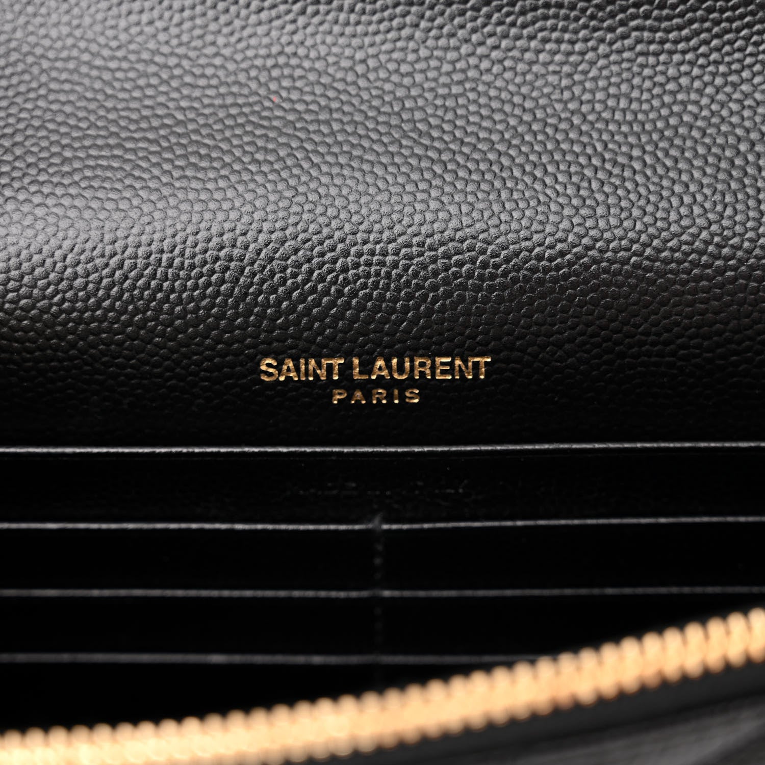 Saint Laurent Grain De Poudre Matelasse Chevron Monogram Envelope Chain Wallet Black 6 of 10