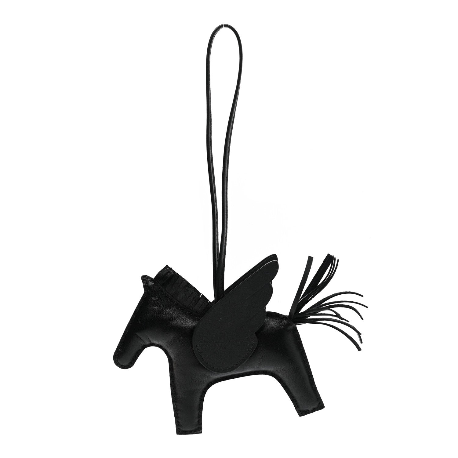 Hermes Milo Lambskin Grigri Rodeo Pegase Horse Bag Charm MM So Black 1 of 4