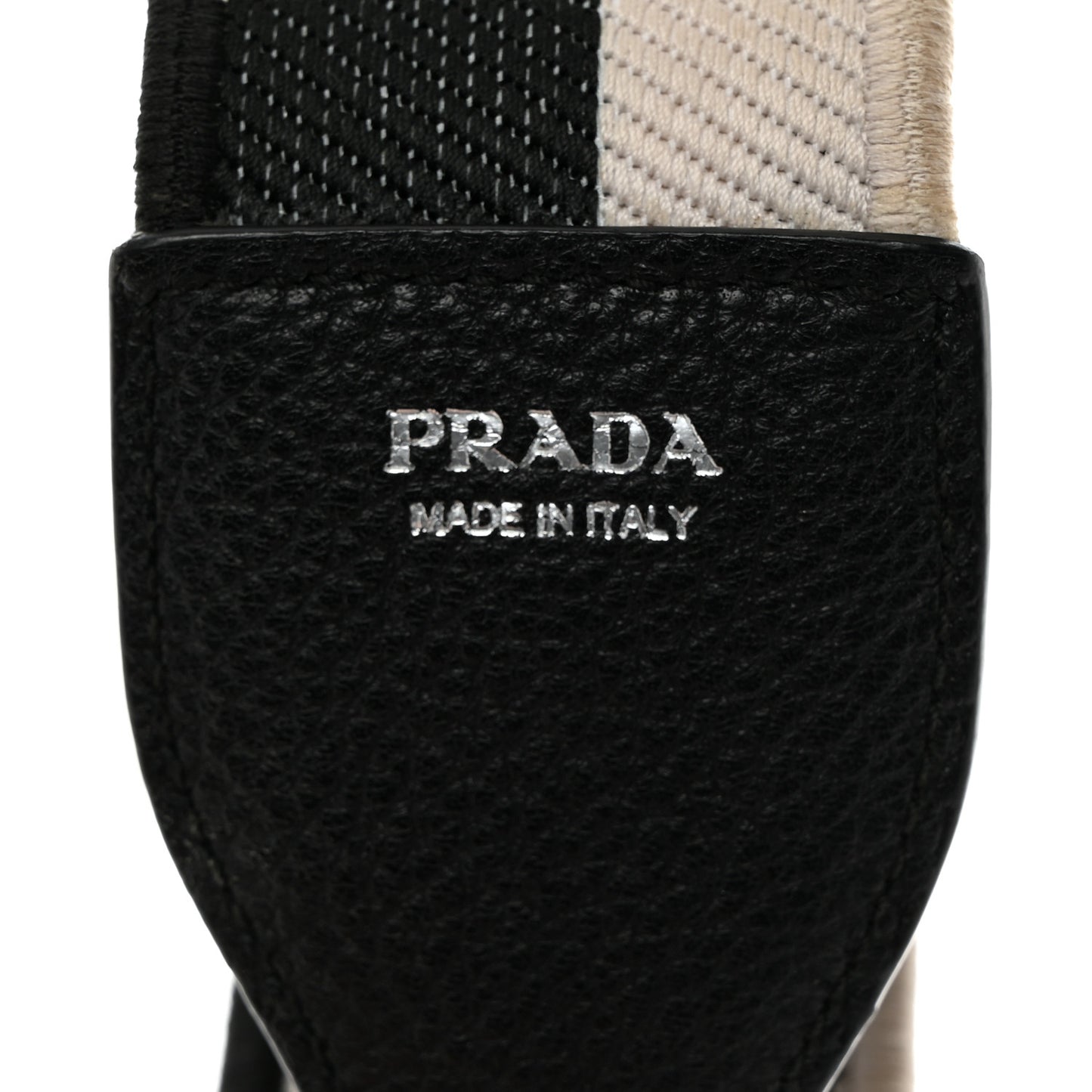 Canvas Calfskin Logo Shoulder Strap Black White