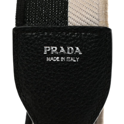 Prada Canvas Calfskin Logo Shoulder Strap Black White 3 of 4