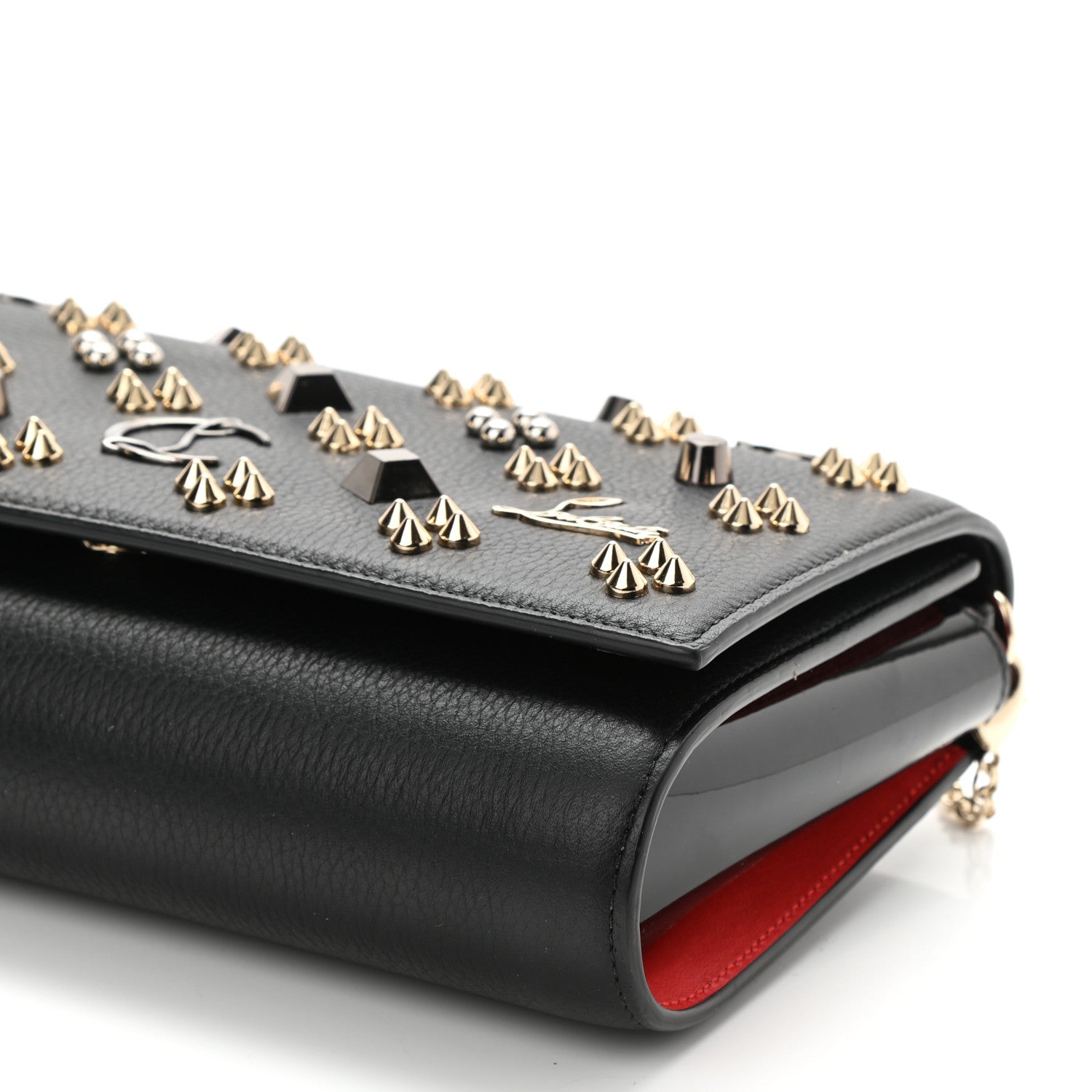 Christian Louboutin Grained Calfskin Spikes Loubinthesky Paloma Wallet On Chain Black Multimetal 8 of 8