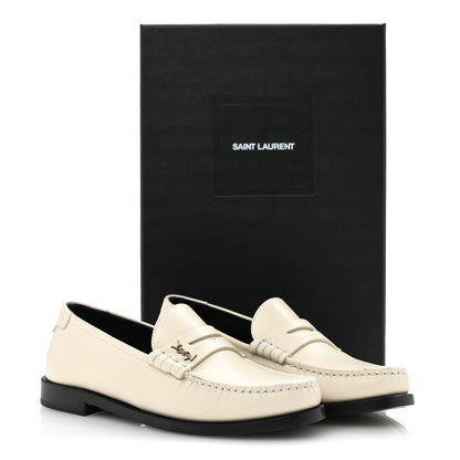 Saint Laurent Calfskin Penny Loafers 36.5 Pearl 10 of 10