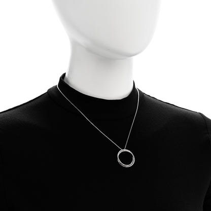 David Yurman Sterling Silver 14K White Gold Diamond Crossover Circle Pendant Necklace 2 of 6