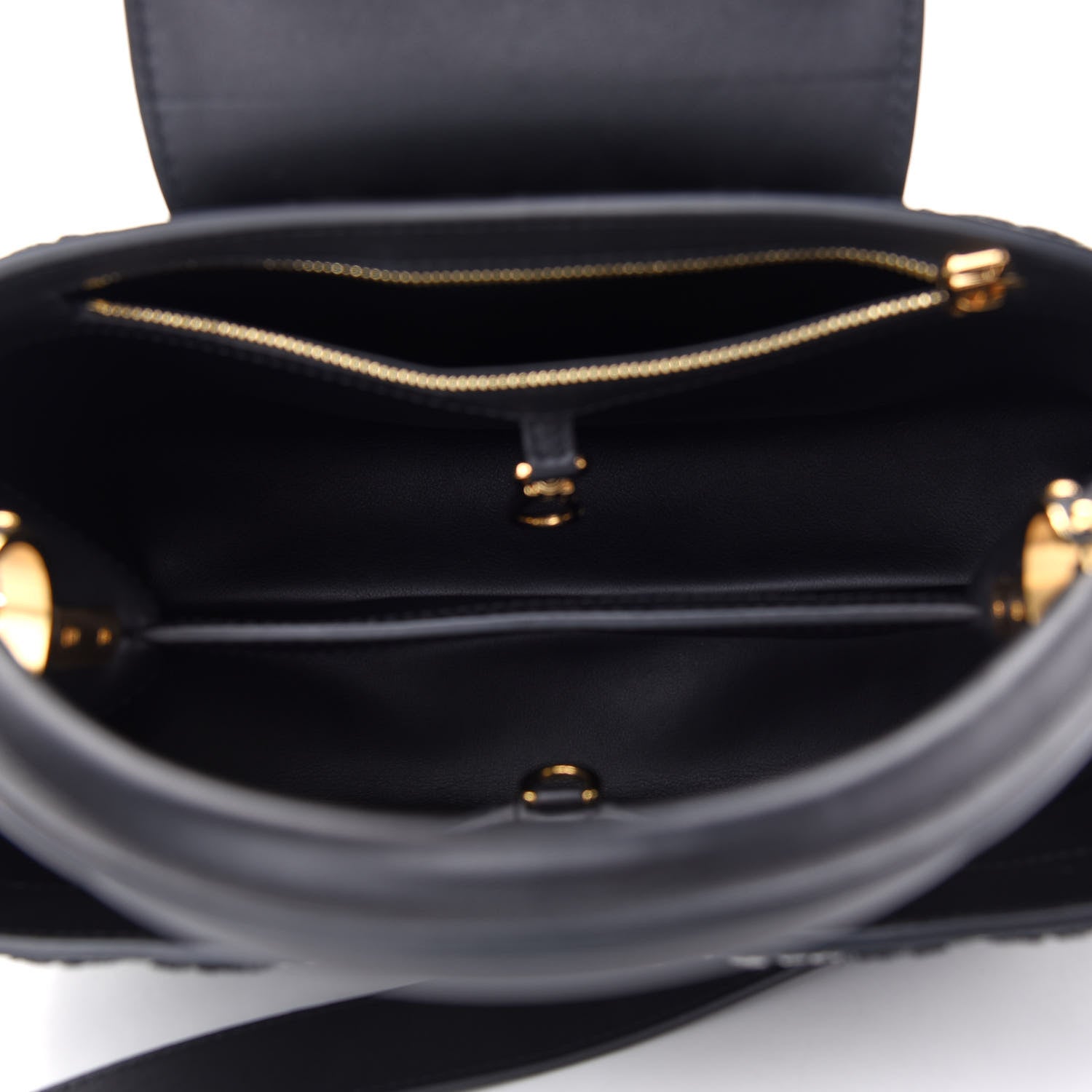 Louis Vuitton Calfskin Since 1854 Embroidered Capucines PM Black 5 of 8