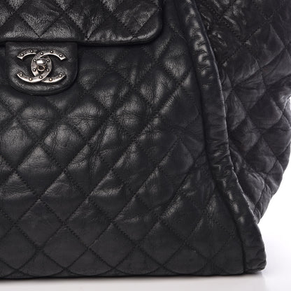 Chanel Washed Lambskin Quilted Studded CC Large Tote Black 12 of 17
