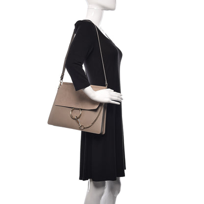 Chloe Calfskin Suede Medium Faye Shoulder Bag Motty Grey 2 of 9