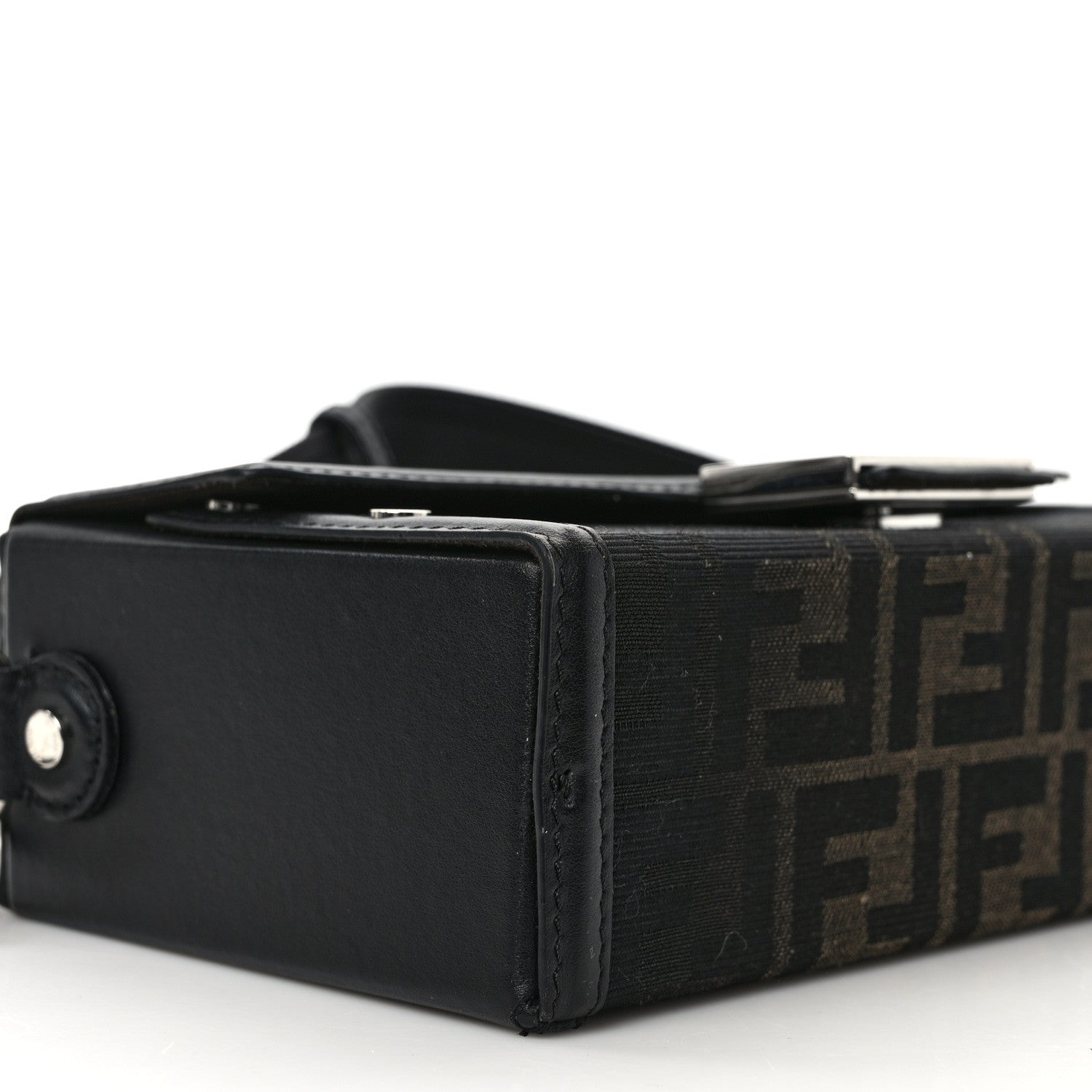 Fendi FF Eclissi Jacquard Vitello King Baguette Soft Trunk Tobacco Moro Black 8 of 12