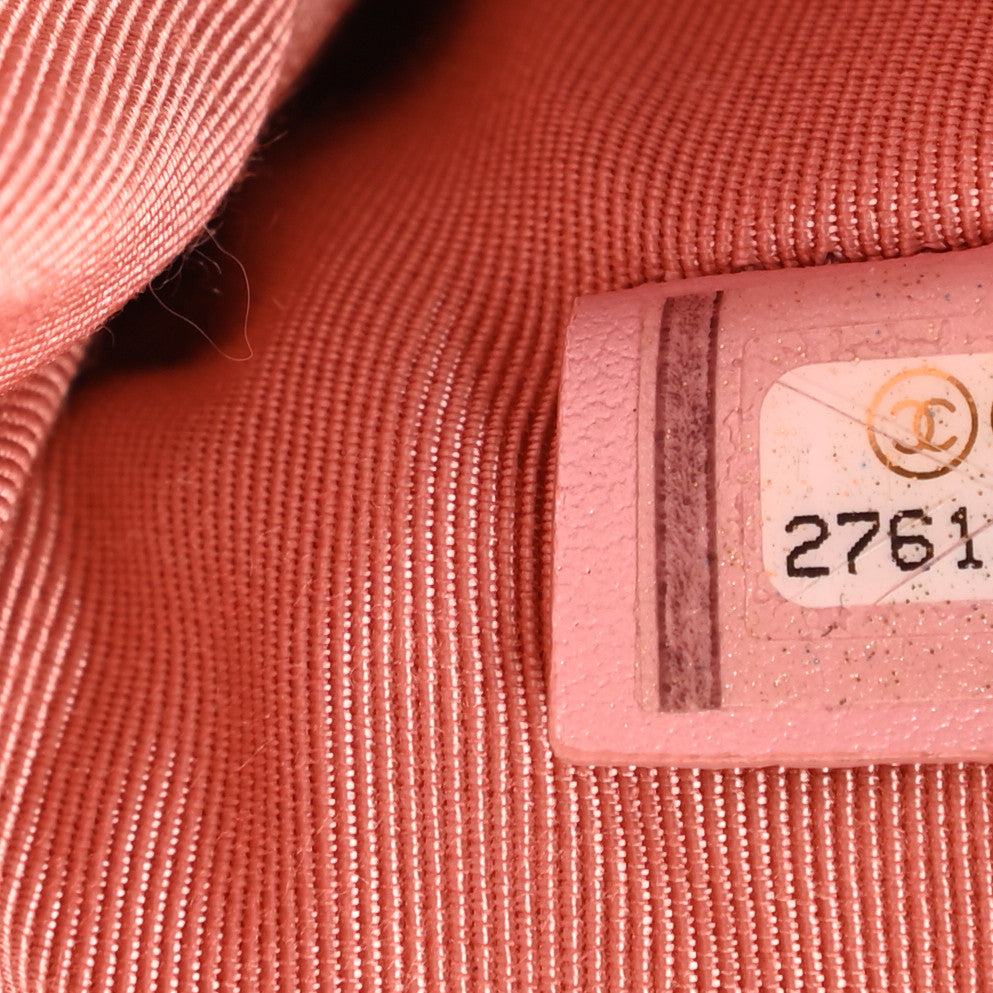 Iridescent Caviar Quilted Medium Cosmetic Case Rose Pink