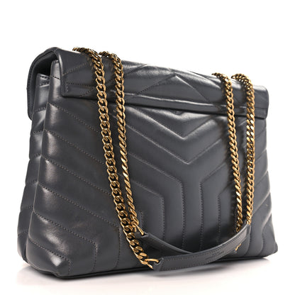 Saint Laurent Calfskin Y Quilted Monogram Medium Loulou Chain Satchel Earth 3 of 10