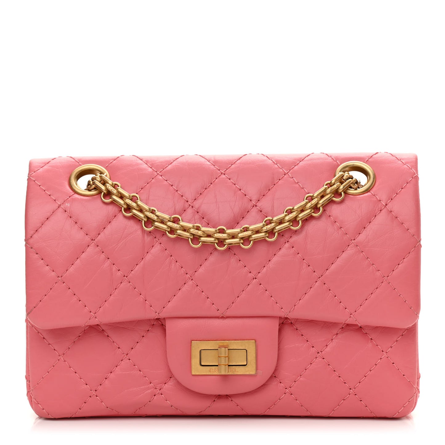 Aged Calfskin Quilted 2.55 Reissue Mini Flap Pink
