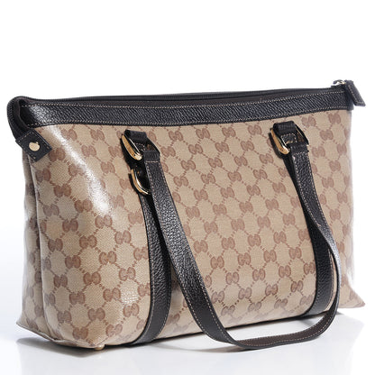 Gucci Crystal Monogram Abbey Zippered Tote Dark Brown 3 of 7