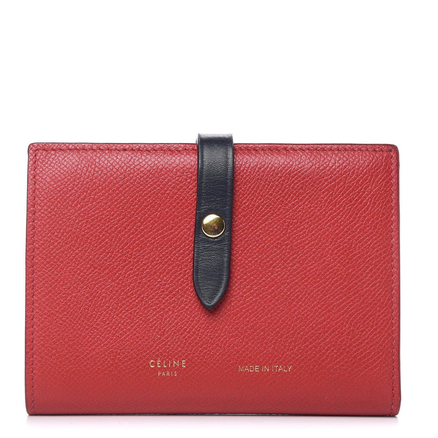 Celine Grained Calfskin Medium Multifunction Strap Wallet Coquelicot 1 of 9