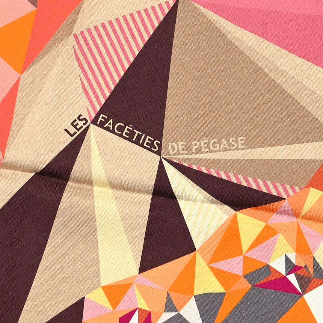 Hermes Silk Les Faceties De Pegase Scarf 90 Corail Fuchsia Orange 4 of 6