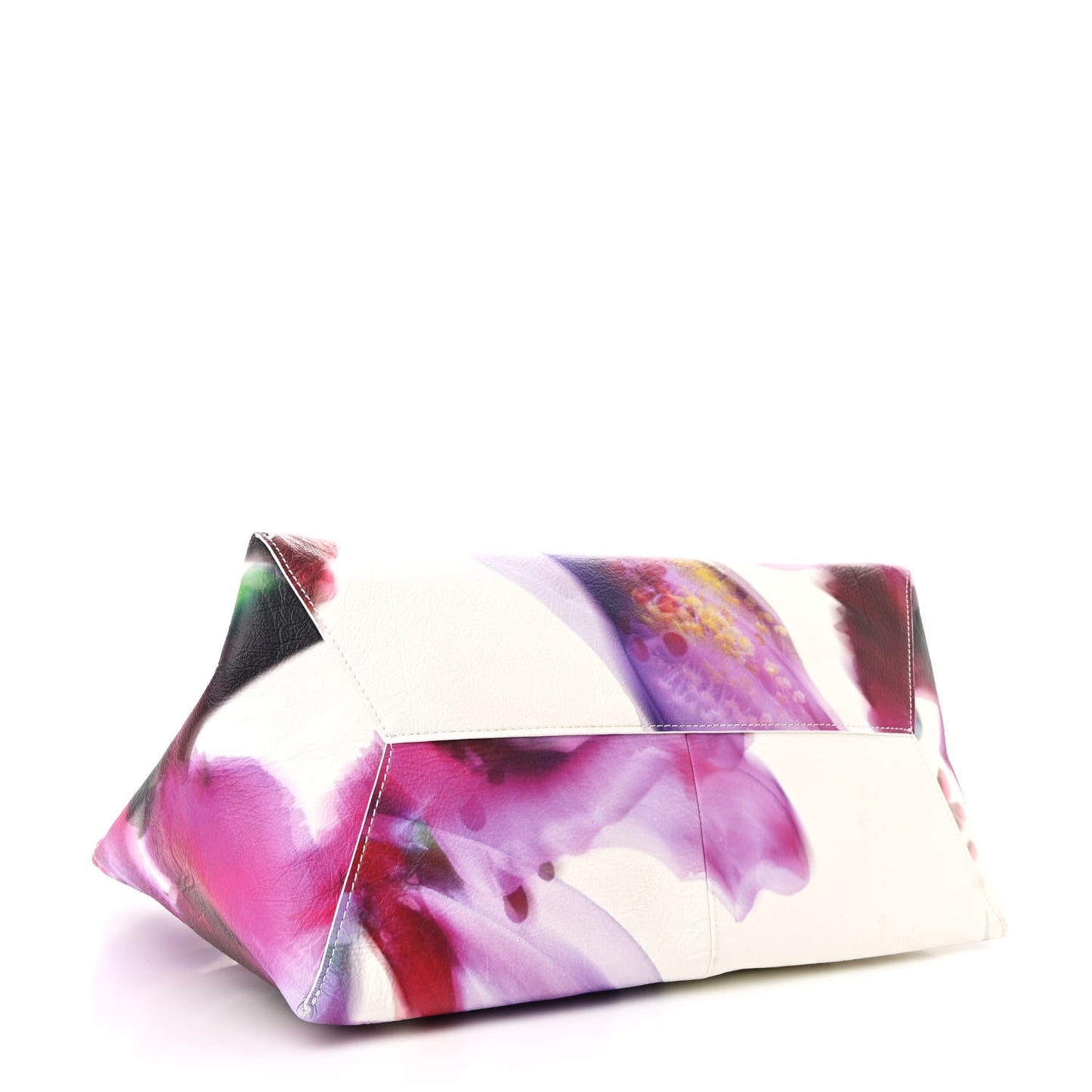 Crinkled Calfskin Future Floral Medium The Sack Bag White Multicolor