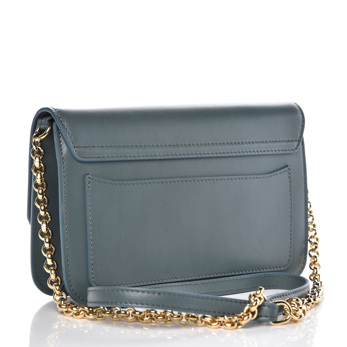 Calfskin Suede C Clutch With Chain Cloudy Blue