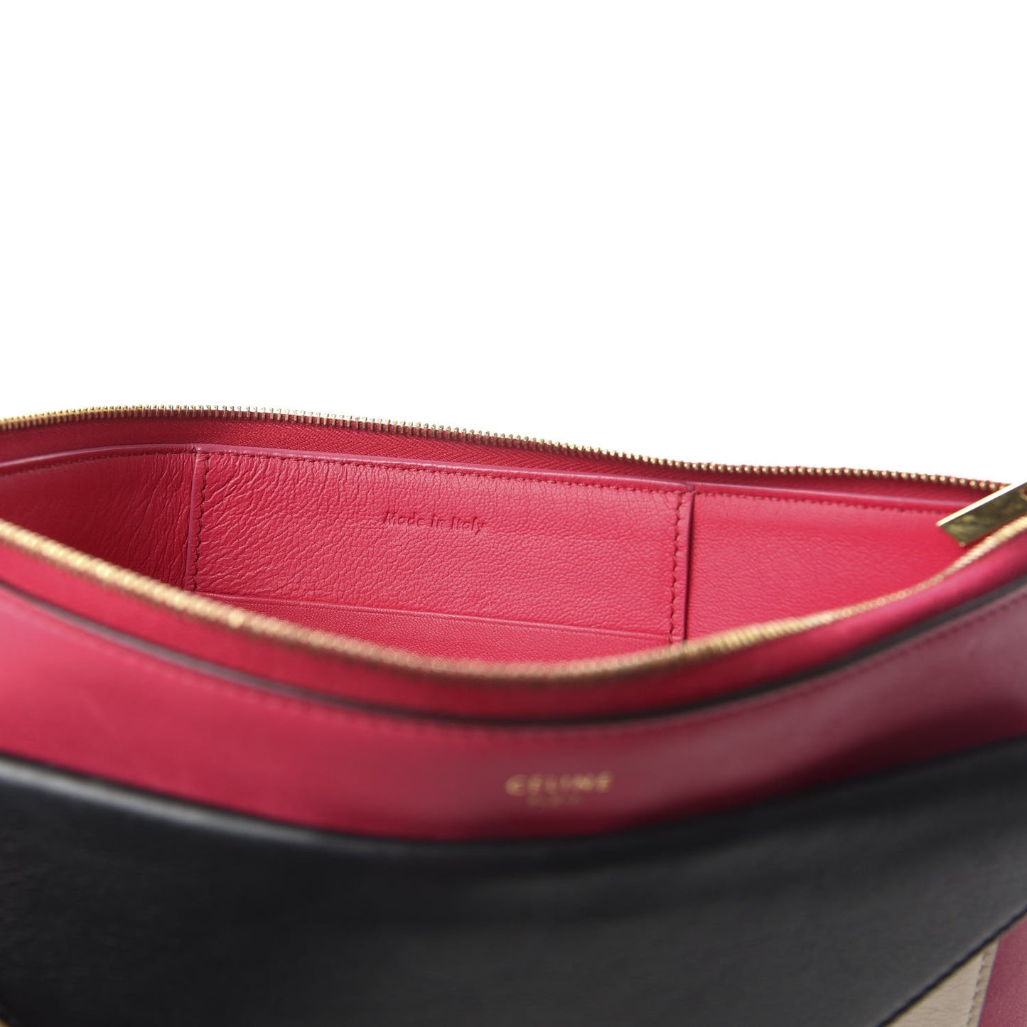 Calfskin Flap Pocket Clutch Fuchsia
