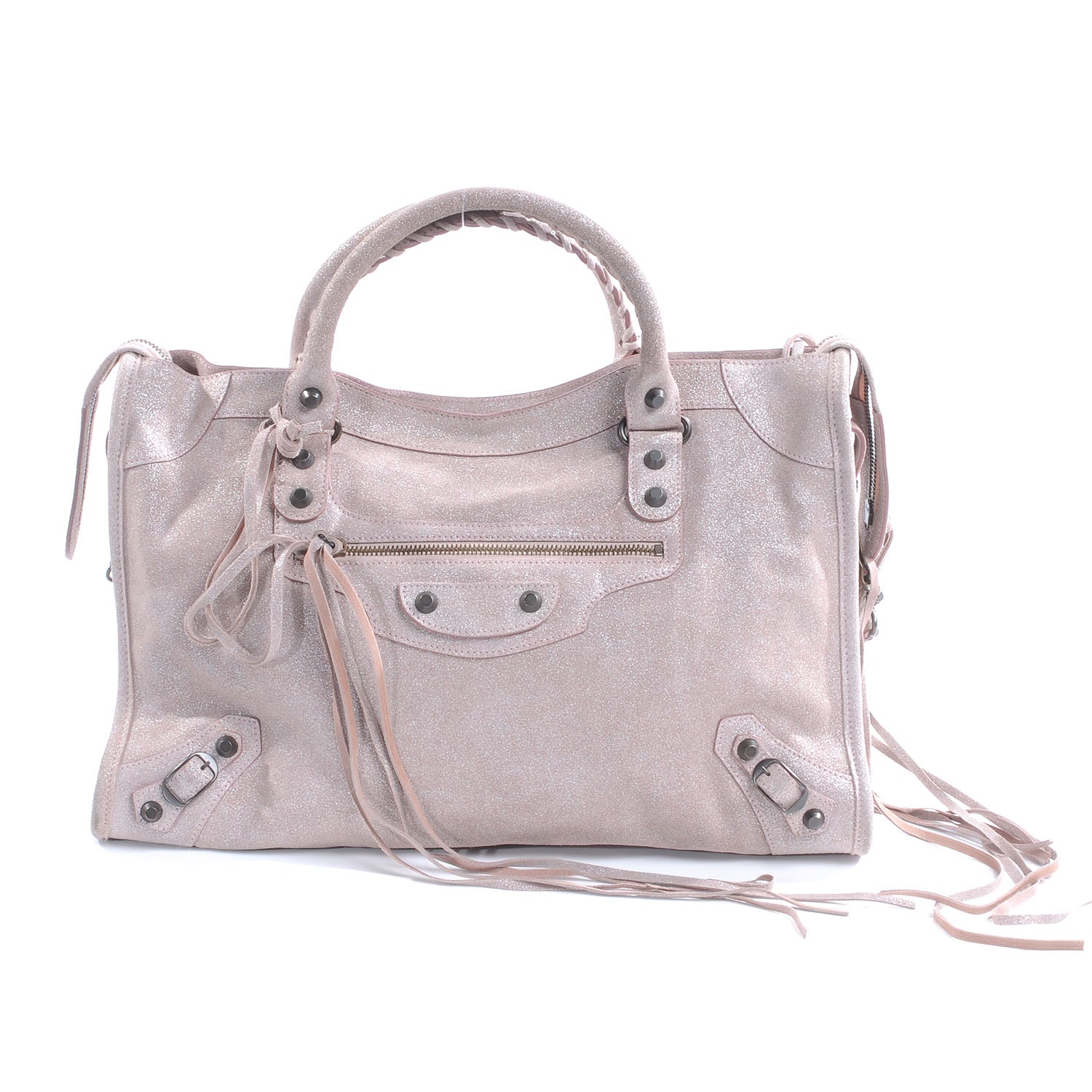 Balenciaga Metallic Craquele Calfskin Classic Hardware City Bois de Rose 1 of 6
