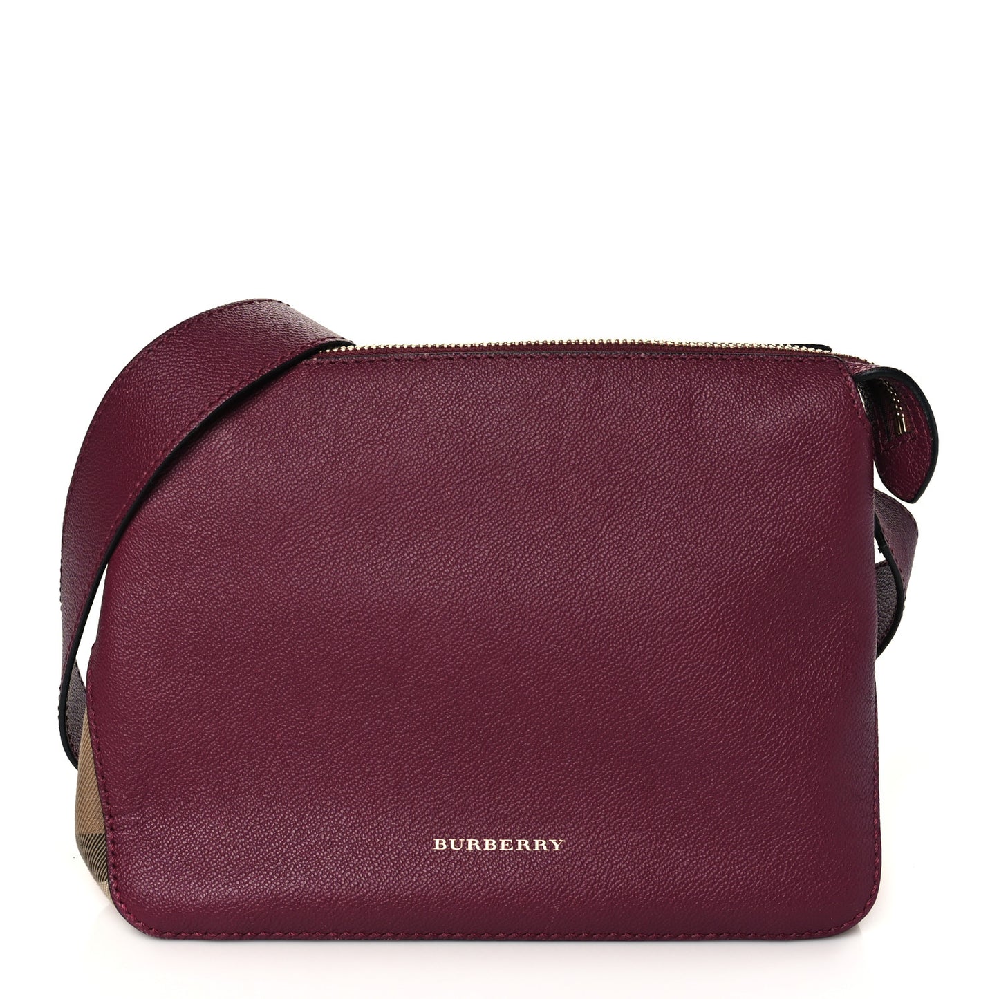 Soft Grain Calfskin House Check Small Helmsley Crossbody Dark Plum