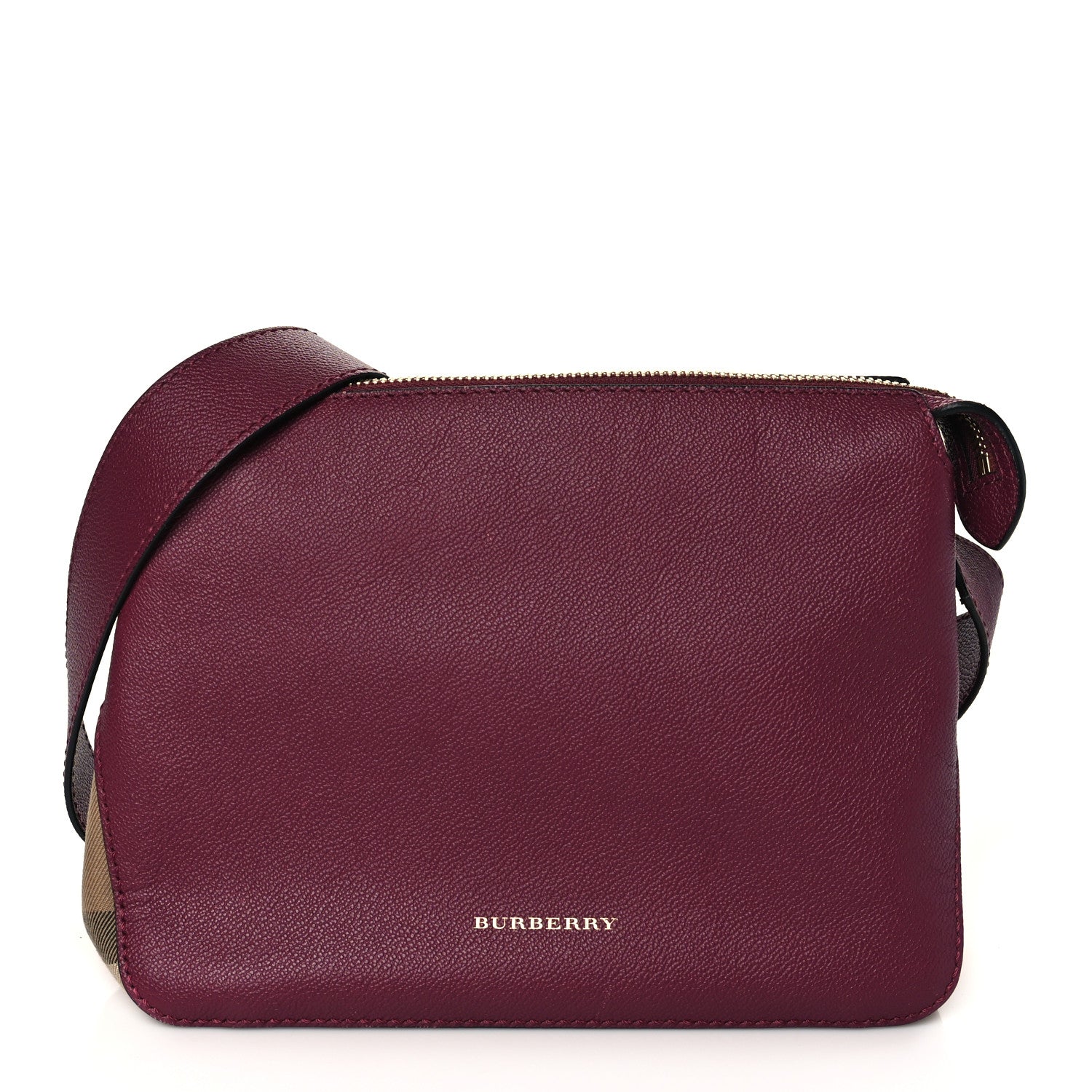Burberry Soft Grain Calfskin House Check Small Helmsley Crossbody Dark Plum 1 of 8