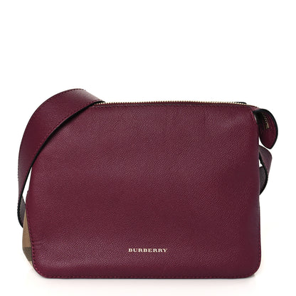 Burberry Soft Grain Calfskin House Check Small Helmsley Crossbody Dark Plum 1 of 8