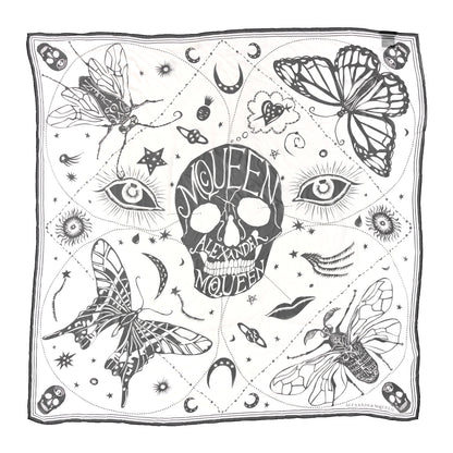 Alexander McQueen Silk Zodiac Scarf White Black 1 of 4