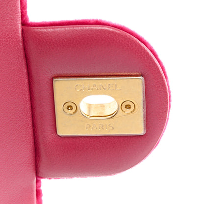 Chanel Velvet Camellia Embossed Mini Square Flap Fushia 7 of 12