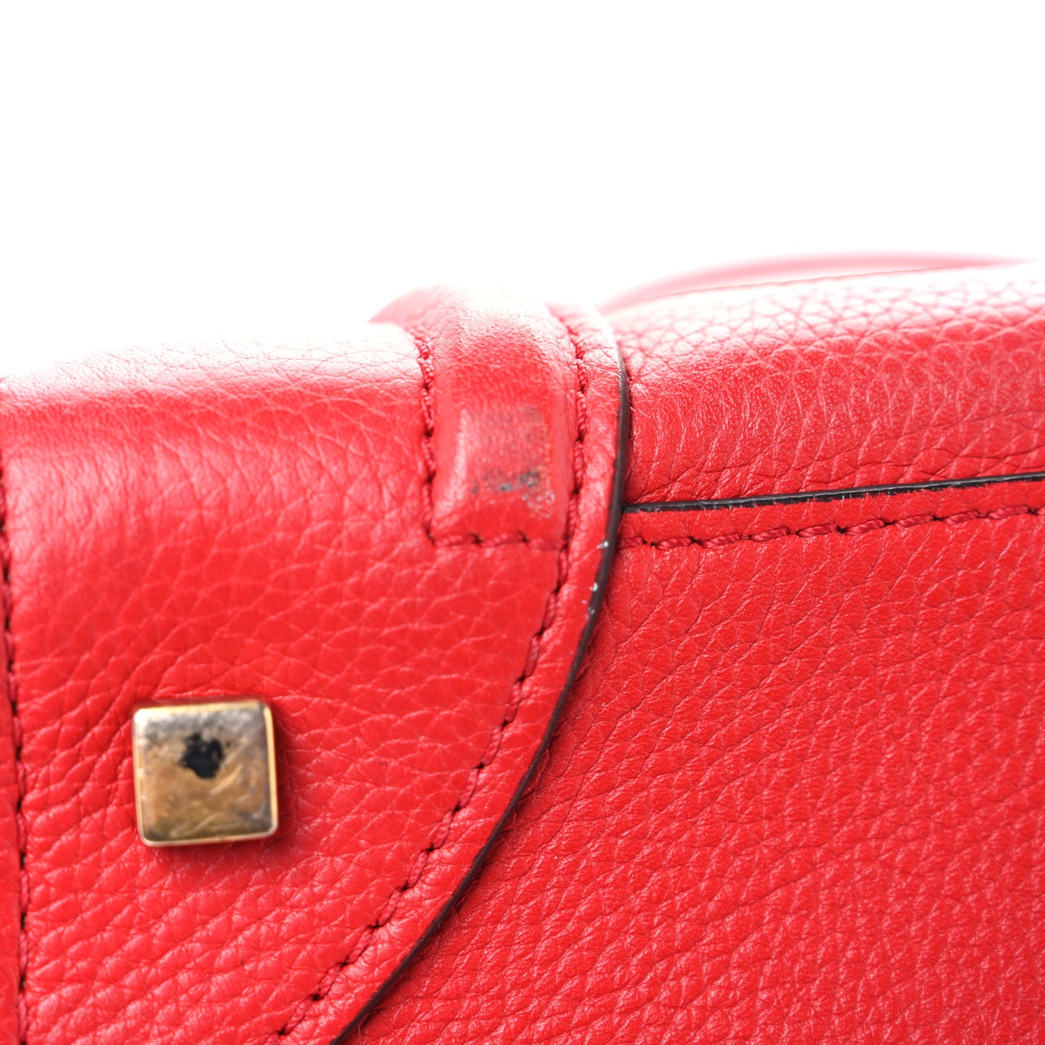 Celine Drummed Calfskin Mini Luggage Coquelicot 13 of 17
