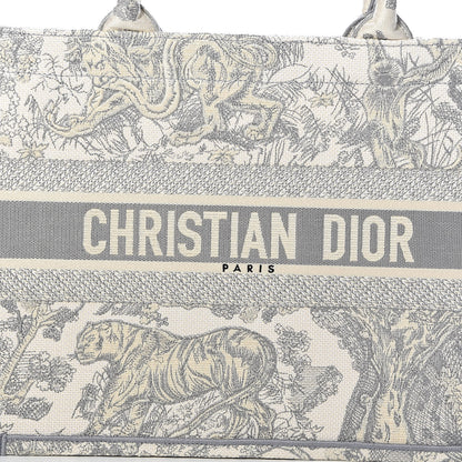 Christian Dior Canvas Embroidered Medium Dioriviera Toile De Jouy Book Tote Gray 10 of 11